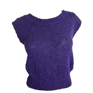 Vintage Purple Knit Cap Sleeve Sweater | Cottagecore